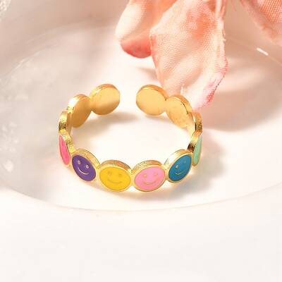 201 Stainless Steel Enamel Open Cuff Ring for Women