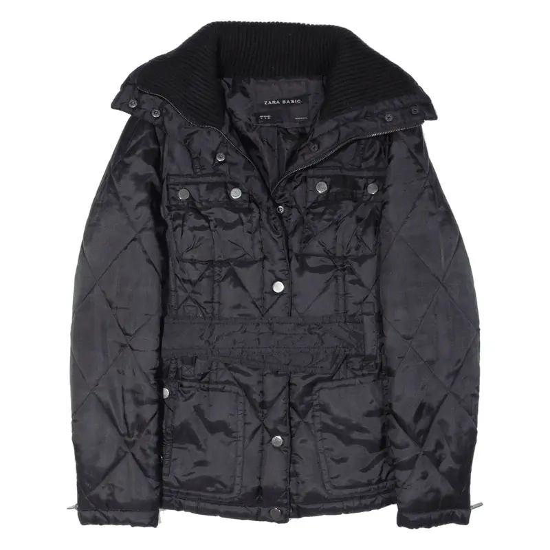 ZARA Basic Quilted Jacket Black Womens M