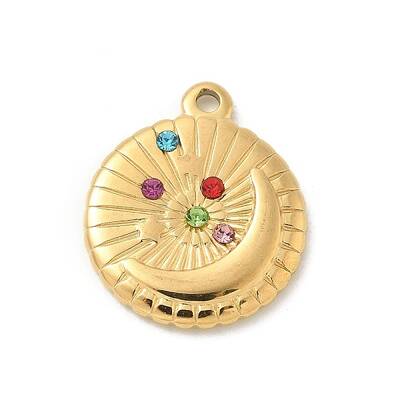 304 Stainless Steel Rhinestone Pendants