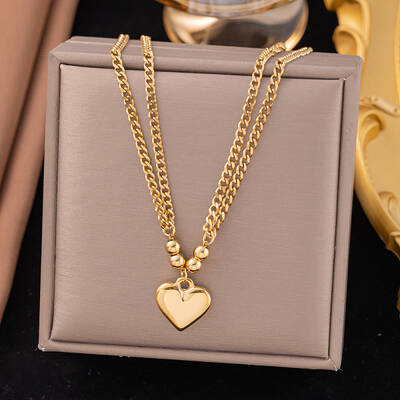 304 Stainless Steel Heart Pendant Necklaces for Women