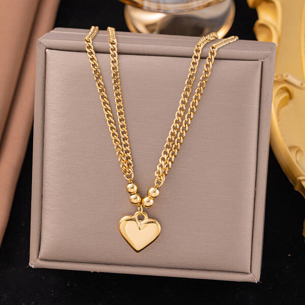 304 Stainless Steel Heart Pendant Necklaces for Women