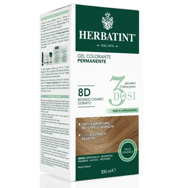 Permanent Coloring Gel 8D 3 Doses Herbatint 300ml