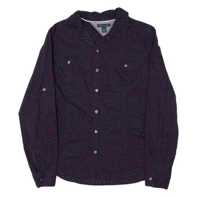 TOMMY HILFIGER Shirt Blue Spotted Long Sleeve Womens M