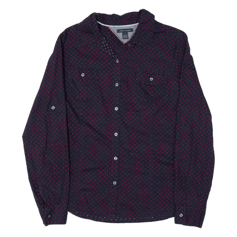 TOMMY HILFIGER Shirt Blue Spotted Long Sleeve Womens M