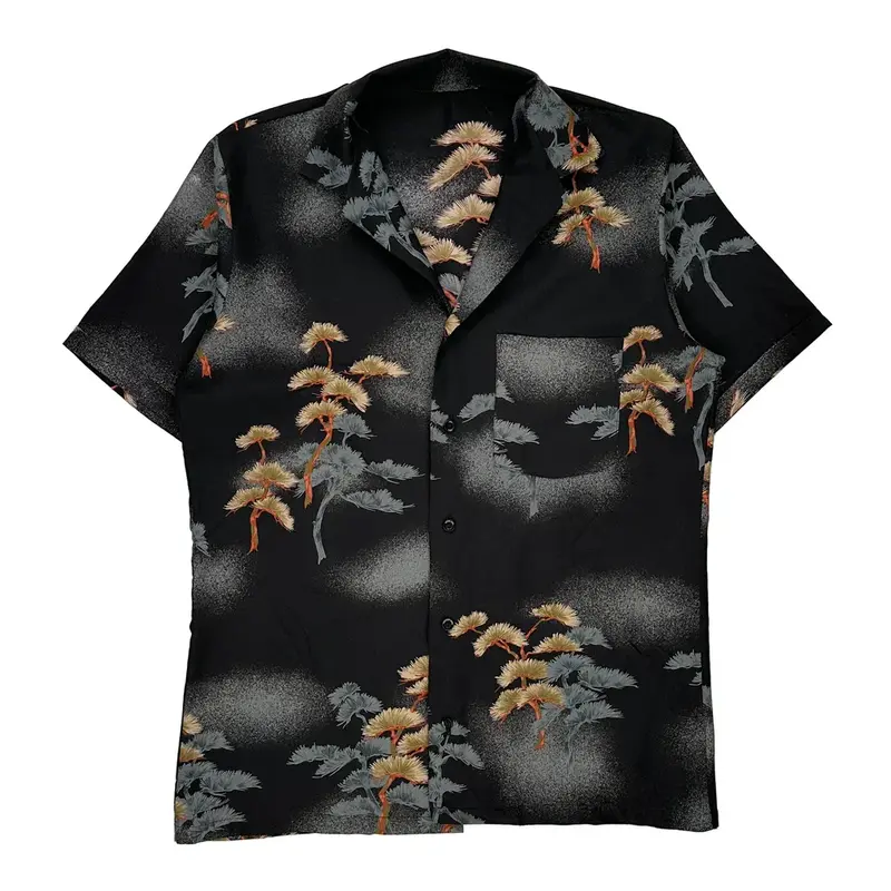 Unbranded Hawaiian Shirt - Small Black Viscose Blend