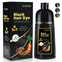 KAISASA 3 in 1 Hair Dye Shampoo - Herbal Ingredients Can cover gray hairs,Contains Ginseng Extract,Natural Haircoloring, blac...