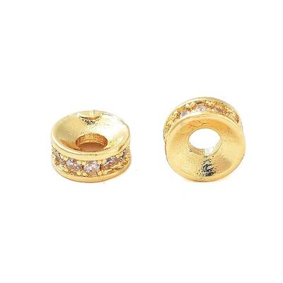 Rack Plating Brass Clear Cubic Zirconia Beads