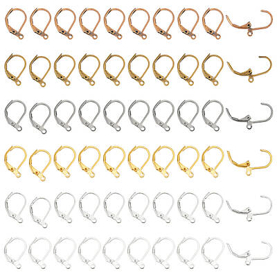 60Pcs 6 Colors Brass Leverback Earring Findings