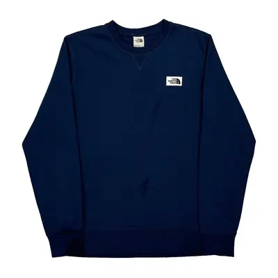 The North Face Sweatshirt - Large Navy Cotton Blend