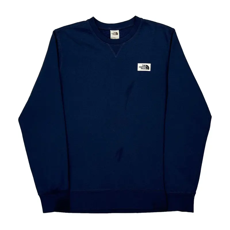 The North Face Sweatshirt - Large Navy Cotton Blend