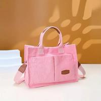 Solid Color Corduroy Tote Bag, Fashion Crossbody Bag, Women's Casual Handbag, Shoulder Bag & Purse