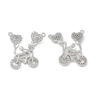 Brass Micro Pave Cubic Zirconia 2-Loop Pendants