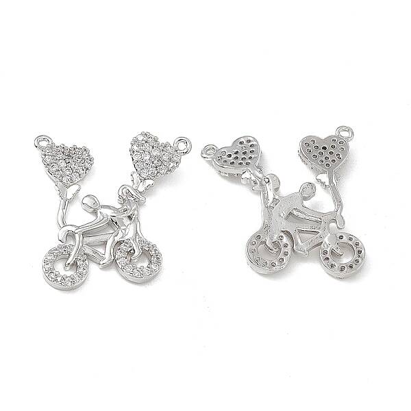 Brass Micro Pave Cubic Zirconia 2-Loop Pendants
