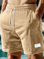 Men's Solid Color Corduroy Shorts, Regular Fit Casual Comfy Shorts for Beach Vacation, Men's Bottoms for Summer, Fashion Casu...
