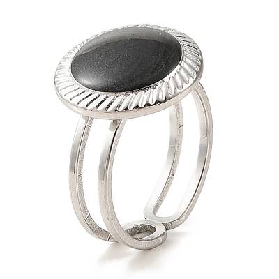 304 Stainless Steel Enamel Open Cuff Rings for Women