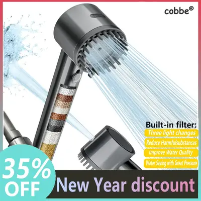 Cobbe Filtered Shower Head with Handheld, High Pressure 5-mode Showerhead with Filters, Built-in Power Wash for Hard Water - ...