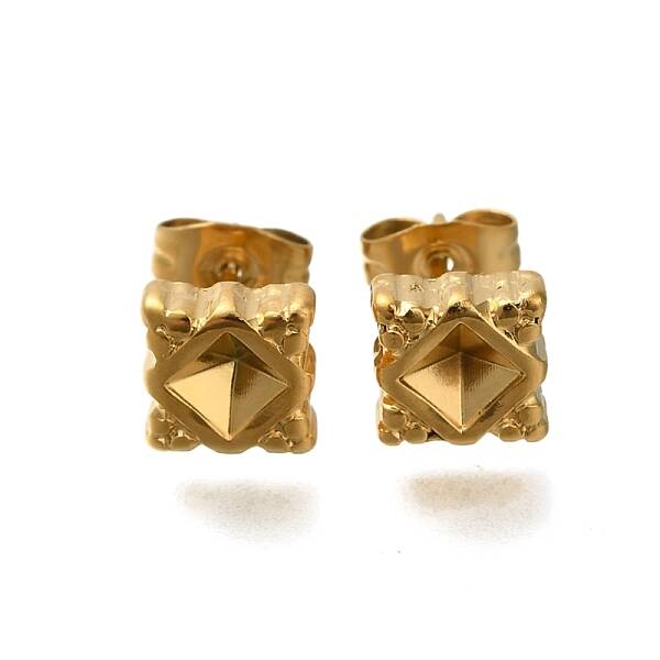 Ion Plating(IP) 304 Stainless Steel Rhombus Stud Earrings for Women