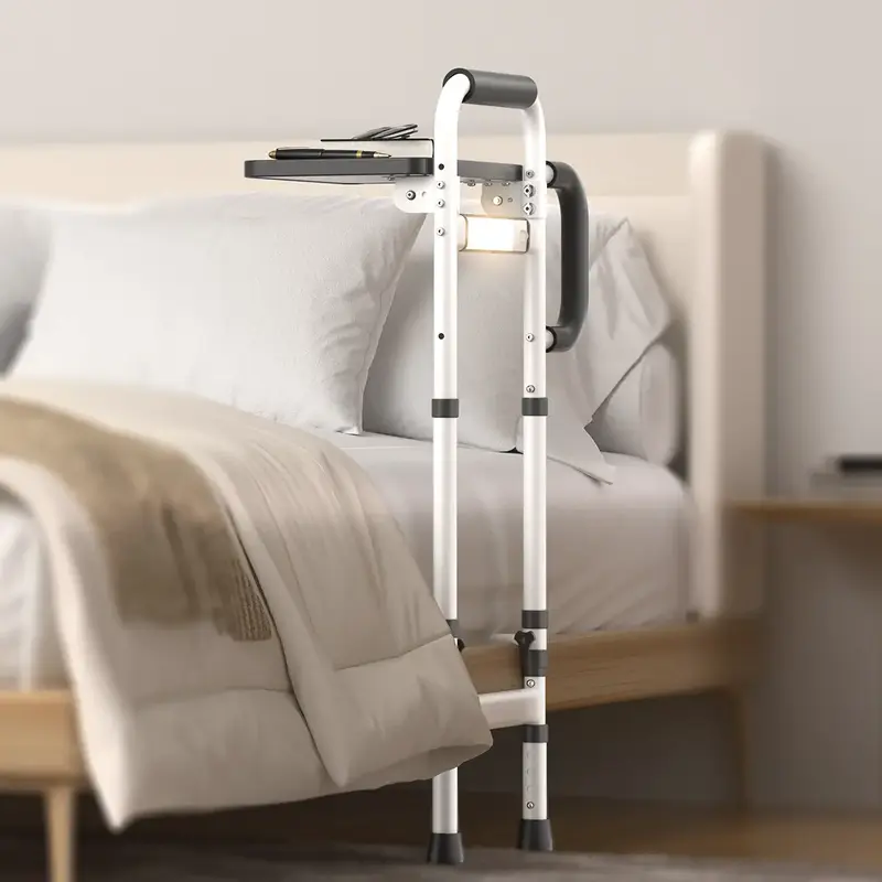 Height Adjustable Bed Rails with Non-Slip Handle and Foldable Tray for Elderly Safety up to 350Lbs, for King/Queen/Full/Twin ...