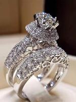 Women's Elegant Rhinestone Decorated Ring, Fashion Accessories for Party, Daily Clothing Decor for Girl, Trendy All-match & E...