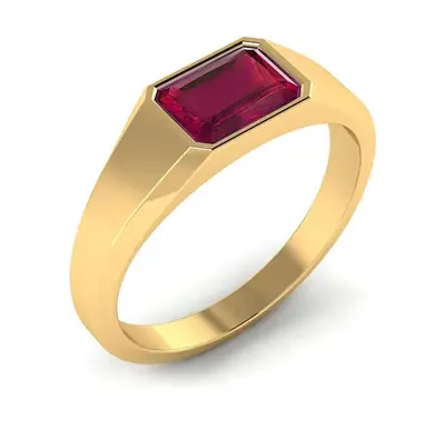 10K Gold 1 to 5 CT Emerald Cut Gemstone Custom Engagement Band for Men for Birthday Anniversary Christmas