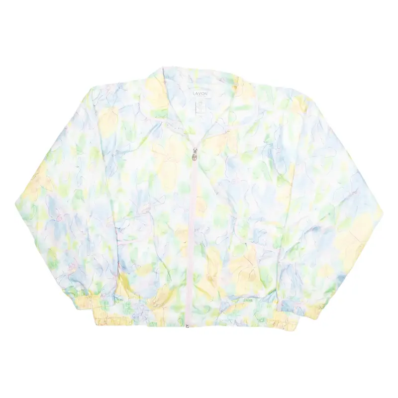 LAVON Womens Track Jacket Blue Floral L