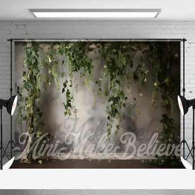 Dualtone Wall Gray White Ivy Vines Fine Art Backdrop - Aperturee