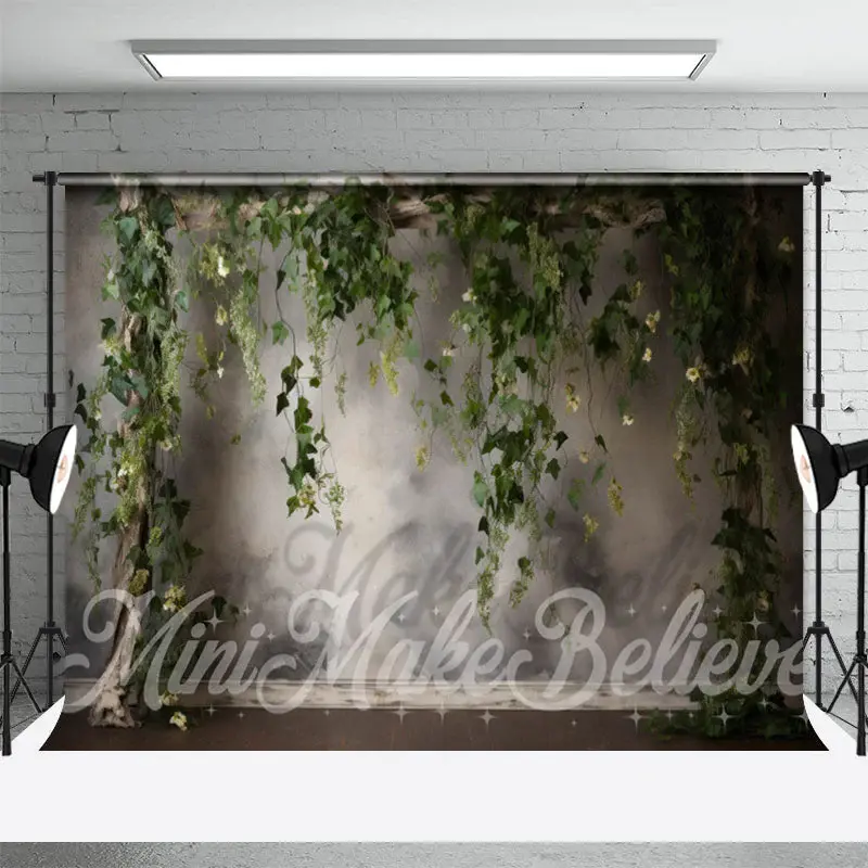 Dualtone Wall Gray White Ivy Vines Fine Art Backdrop - Aperturee