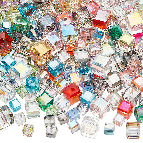 240Pcs 3 Style Faceted Transparent Glass Beads