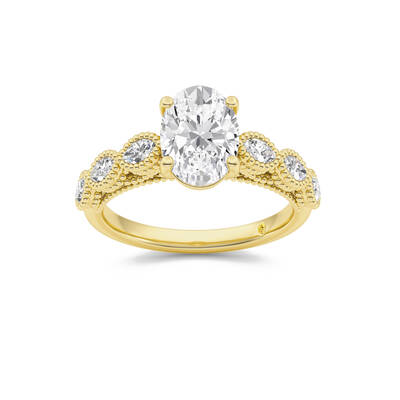 Lhasa Oval Lab Grown Diamond Engagement Ring | 14K Yellow Gold 3 1/4 CT. TW.
