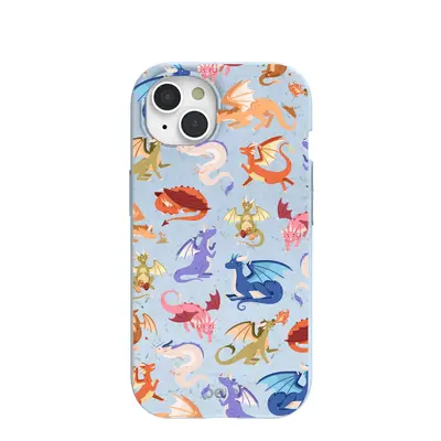 Powder Blue Dragon Cuties iPhone 15 Case