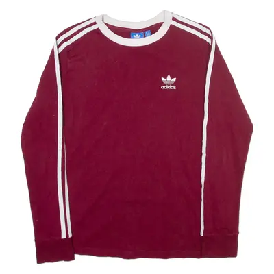Womens T-Shirt Maroon Long Sleeve Crew Neck UK 10