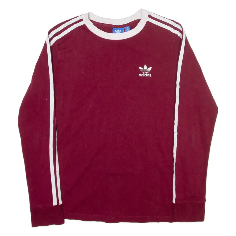 Womens T-Shirt Maroon Long Sleeve Crew Neck UK 10