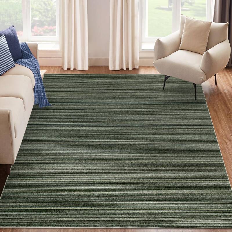 Garvee Living Room Rug 5x7 Washable Area Rug with Distressed Stripes, Stain Resistant, 100% Polyester, Non-Slip TPR Backing, ...