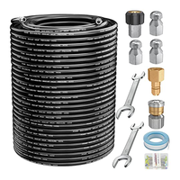 Sewer Jetter Kit for Pressure Washer,4000PSI Hydrojet Drain Cleaning Kit with Button Nose 1/4 Inch NPT Rotating Sewer Jet Noz...