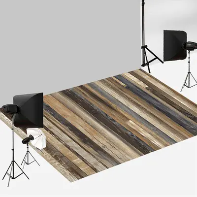 Aperturee Vintage Rustic Style Stained Wood Floor Backdrop | Photography Floor Drops | Fabric Floor For Photography | Newborn...