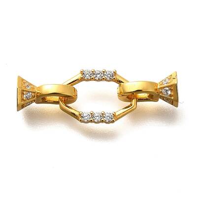 925 Sterling Silver Micro Pave Clear Cubic Zirconia Fold Over Clasps