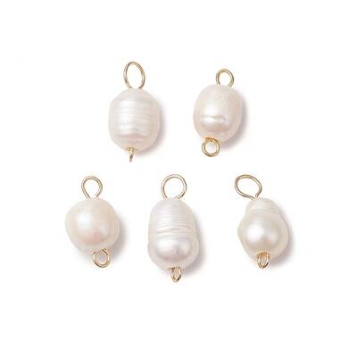 Natural Freshwater Pearl Rice Connector Charms
