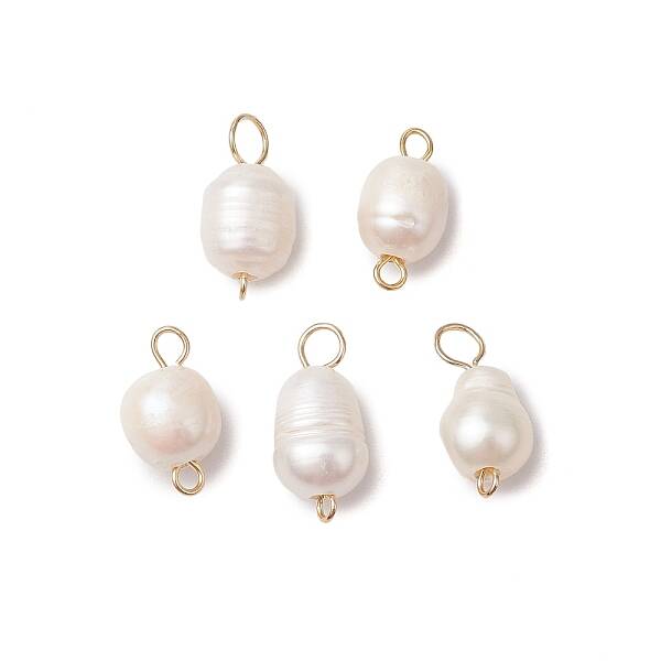 Natural Freshwater Pearl Rice Connector Charms