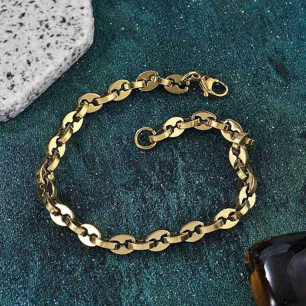 304 Stainless Steel Coffee Bean Chain Bracelets for Women Men