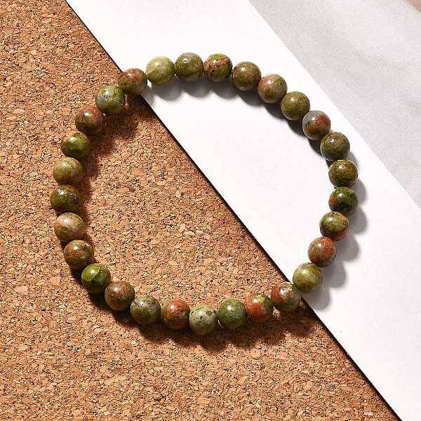 Natural Unakite Bead Stretch Bracelets