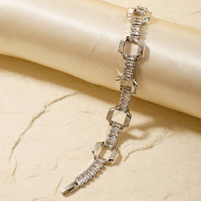 Minimalist Brass Cubic Zirconia Chain Bracelets for Women