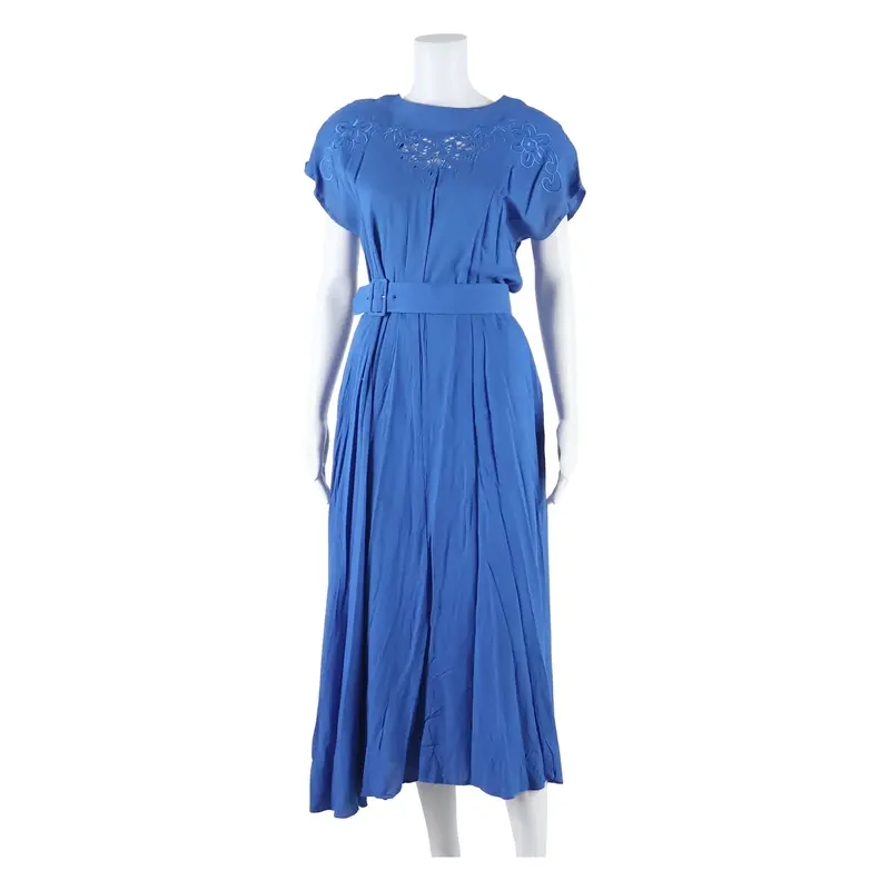 MICHELLE STUART Womens Day Dress Blue Sleeveless Midi S