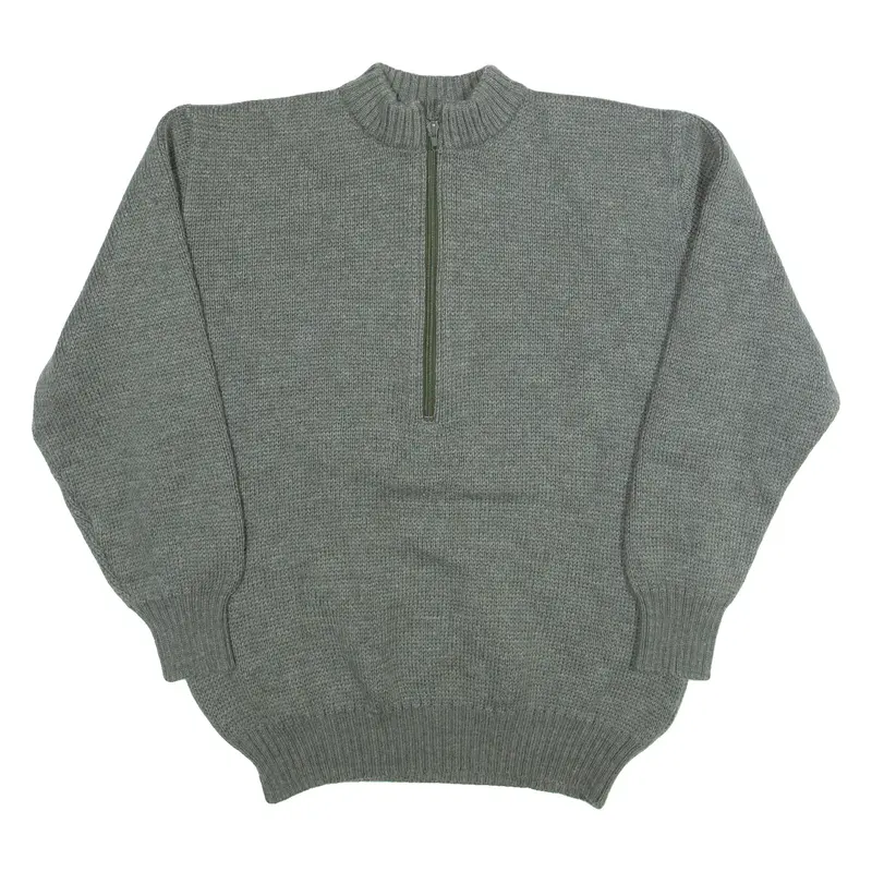 Military Mens Plain Grey Wool 90s Chunky Knit XL