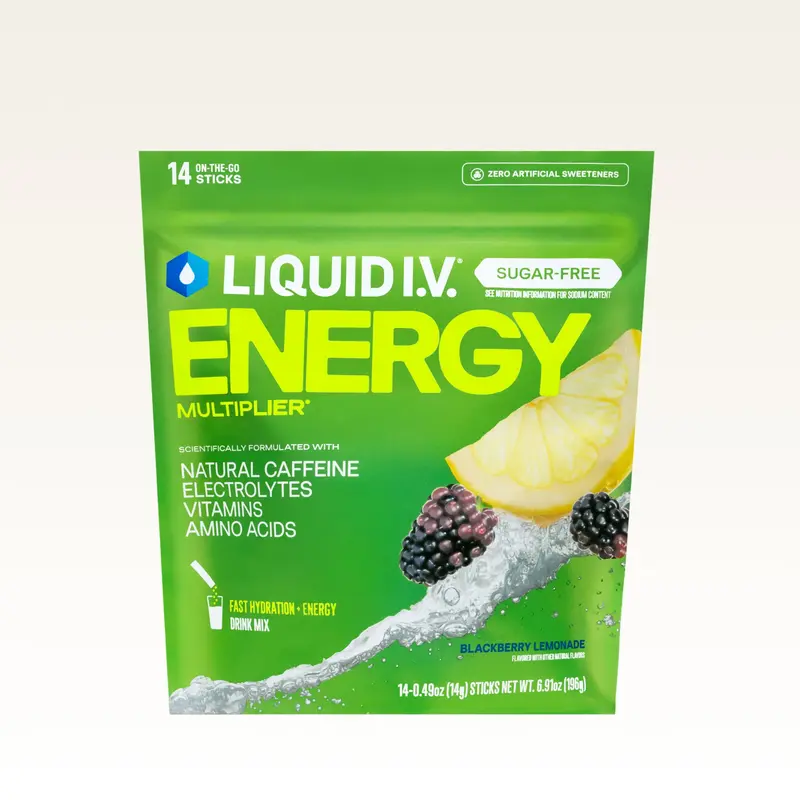 Liquid I.V. Sugar-Free Energy Multiplier - Blackberry Lemonade - Hydration Powder Packets | Electrolyte Powder Drink Mix | Co...