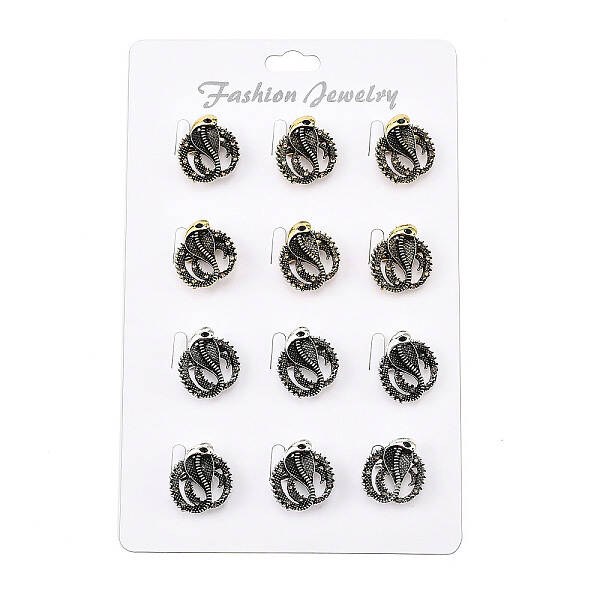 12Pcs 2 Colors Snake Alloy Brooches for Backpack Clothes