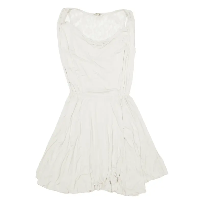 GUESS Lace Skater Dress Cream Viscose Sleeveless Knee Length Womens UK 6