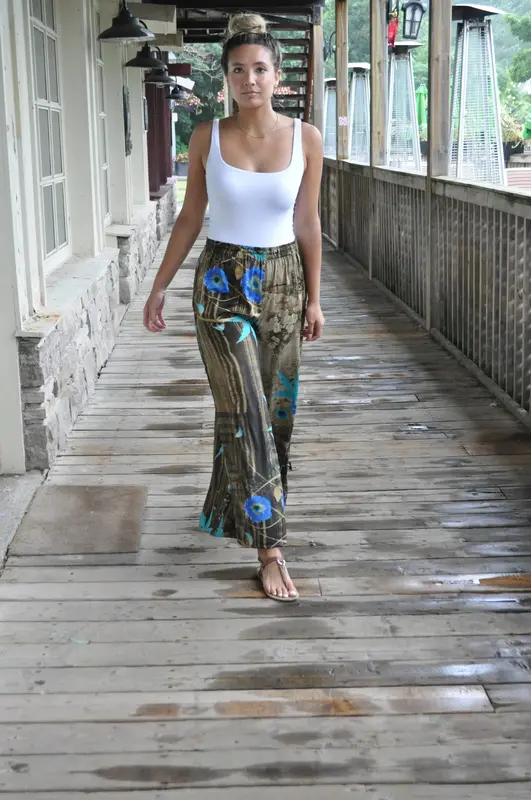 Rewilding Palazzo Pant - Upcycled | Size: S/M | Color: Earth Tones