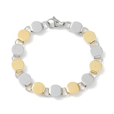 201 Stainless Steel Flat Round Link Chain Bracelets for Women Men