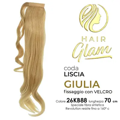 HAIR GLAM GIULIA PONY WITH VELCRO FIBER REVOLUTION 26KB88 70cm