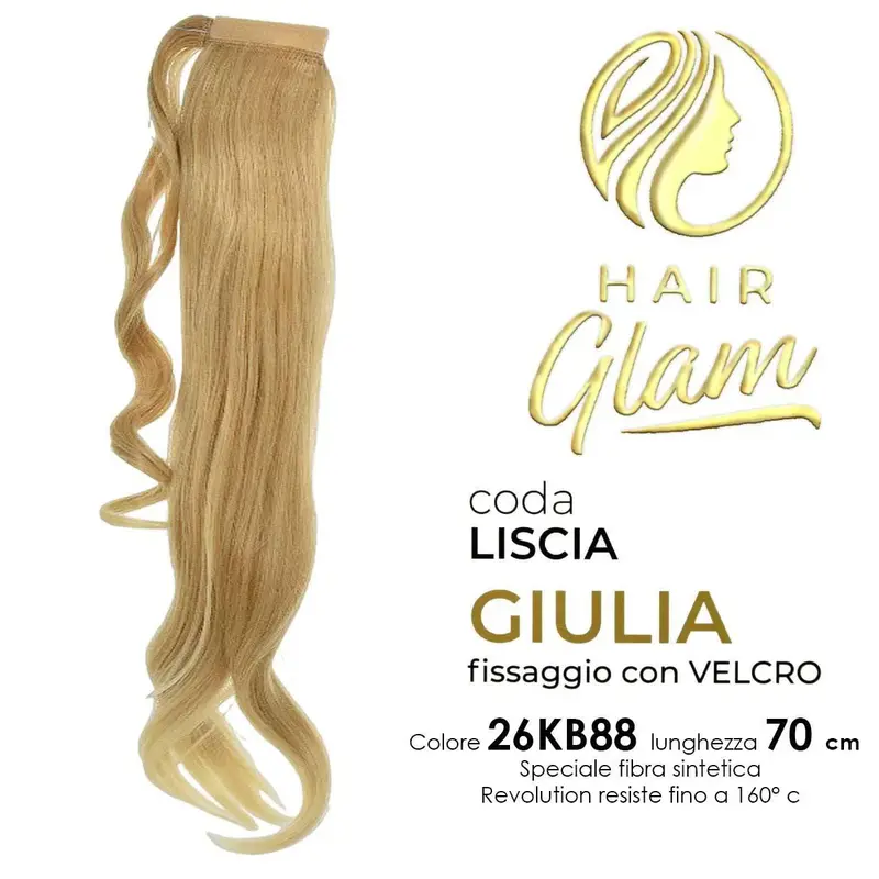 HAIR GLAM GIULIA PONY WITH VELCRO FIBER REVOLUTION 26KB88 70cm